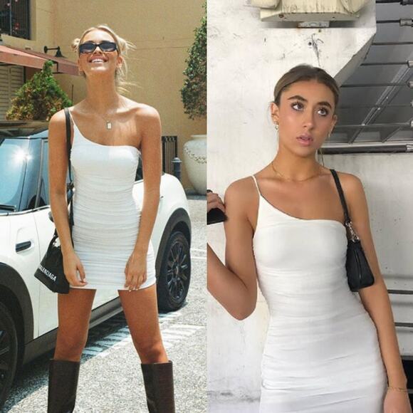 Princess Polly‎ NEW Jocasta Mini Dress White US 4 Ruched Chic Bodycon Sheer - Picture 1 of 6
